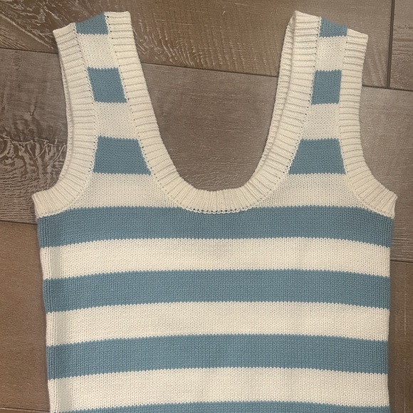 Olivaceous Blue and White Striped Knit Top - Picture 2 of 5